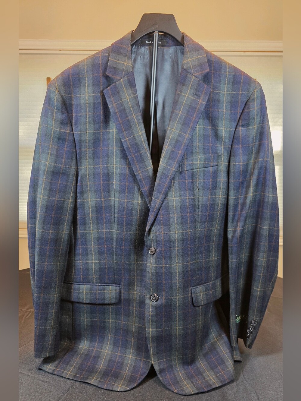 Men's Lauren Ralph Lauren Navy and Green Plaid Sport Coat